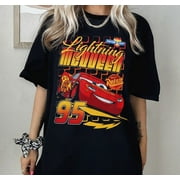 WOODCHILL Retro Lightning Mcqueen 95 Checkerboard T-Shirt, Lightning McQueen 95 Shirt, Disney Cars Shirt, Disney Car Pixar Shirt, Disneycar Land Shirt