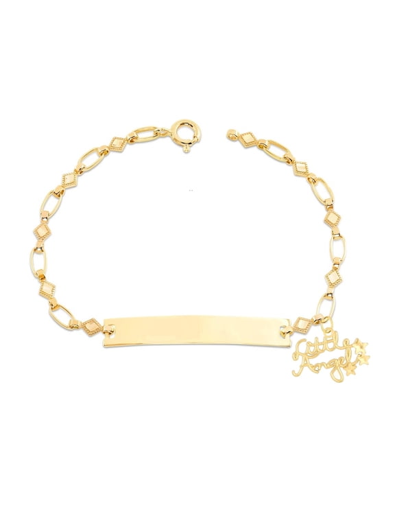 Retro Link Kids 14K Gold-Plated, Little Angel Charm, Baby Child Infant Bracelet, Kite Engravable ID, 5.5"-6"