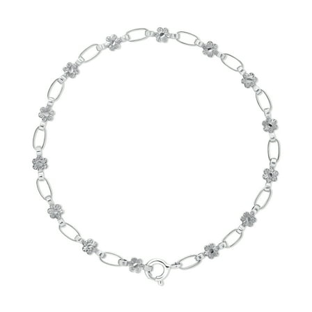 Retro Link© Kids Sterling Silver Flower Bracelet, 5.5"- 6"