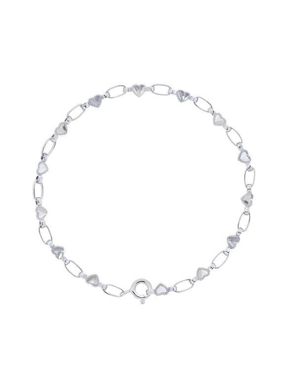 Retro Link© Kids Sterling Silver Heart Bracelet, 5.5"- 6"