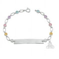 thumbnail image 1 of Retro Link© Kids Sterling Silver, Te Amo Charm Bracelet, Multi-Color CZ Engravable ID, 5.5"-6", 1 of 3