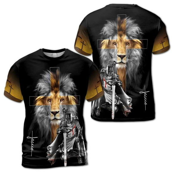 Retro Lion Of Judas Knight Templar Men's T-shirt S-5XL