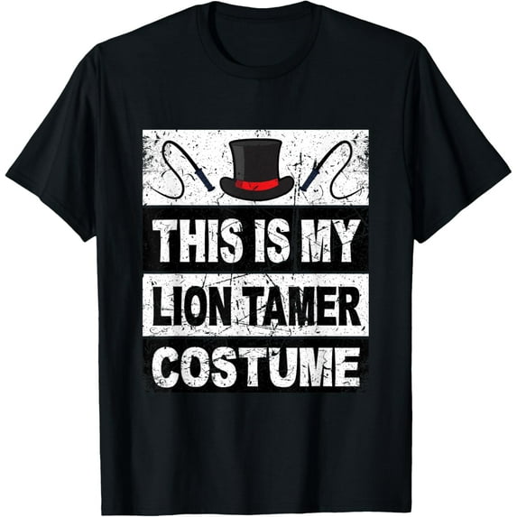 Retro Lion Tamer Costume Women Men For Kids Hat Whip Circus T-ShirtMen and women, Black T-shirt, size: Extra large
