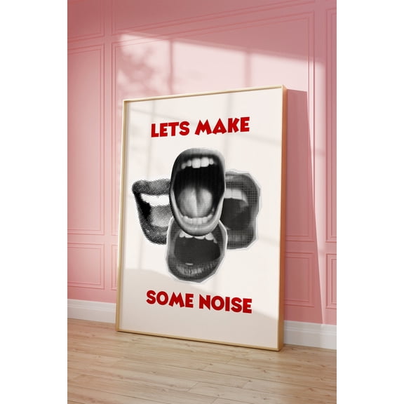 Retro Lips Poster, Grunge Mouth Lips Poster, Aesthetic Home Decor, 70'S Art Poster, Trendy Wall Art, Black And Red Wall Art, Trippy Wall Art, Unframed Poster Size 8x12