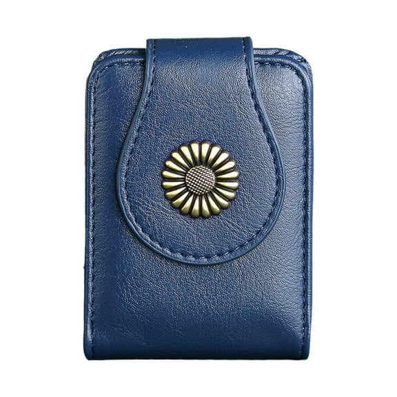 Retro Lipstick Case with Mirror for Women - Portable Travel Pocket Cosmetic Pouch for 2-3 Lipsticks, PU Leather Organizer