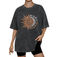 thumbnail image 1 of Retro Live By The Sun Love By The Moon Aesthetic Wash Print Tshirt S-2XL Vintage Black Graphic Tees Gift Shirts for Boho Fashion Tops, 1 of 4
