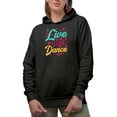 thumbnail image 1 of Retro Live Love Dance Merch Gift Ideas for Dancers Black Hooded Sweatshirt or Hoodie, Medium, 1 of 5