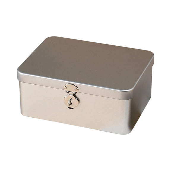Retro Locking Tin Box With Key for Secure Storage Home Desk Organization