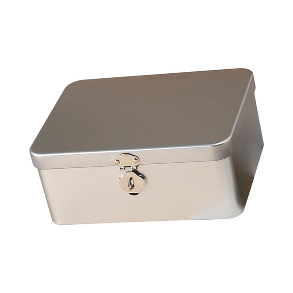 Retro Locking Tin Box With Key for Secure Storage Home Office Desk Organization