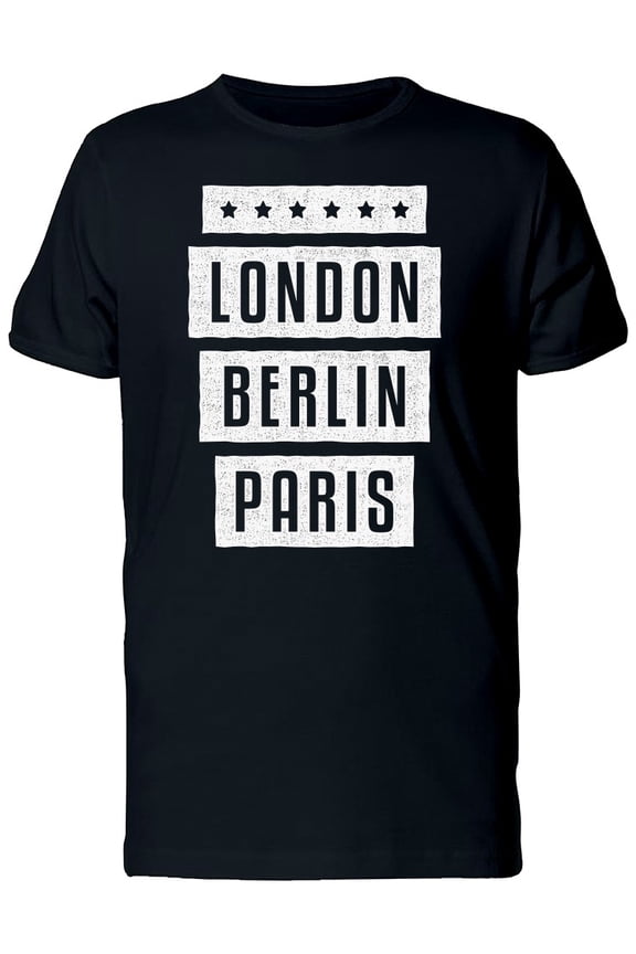 Retro London Berlin Paris T-Shirt Men -Image by Shutterstock, Male 3X-Large