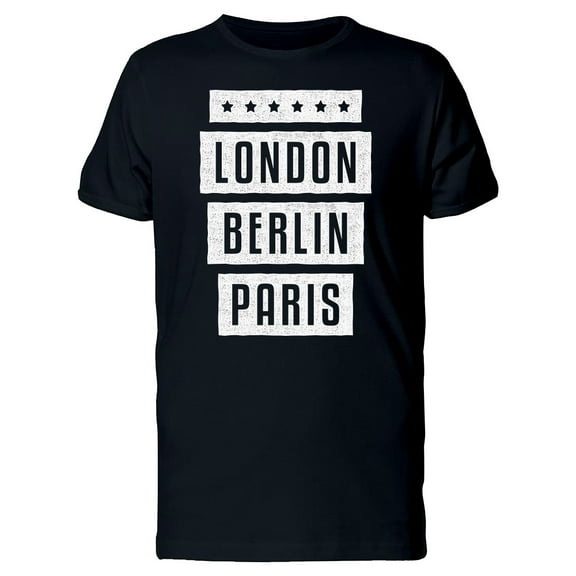 Retro London Berlin Paris T-Shirt Men -Image by Shutterstock, Male Medium