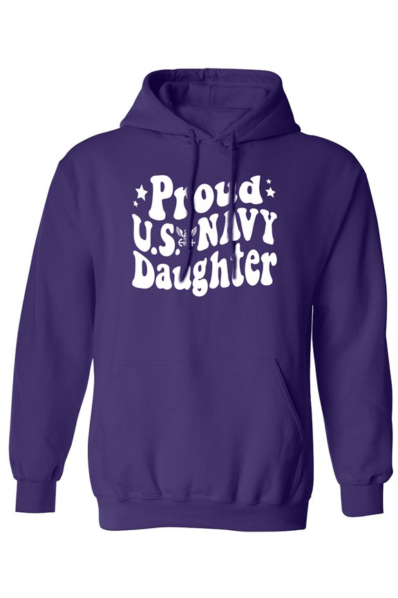 Retro Look "Proud Navy Daughter" Adult Hooded Sweatshirt