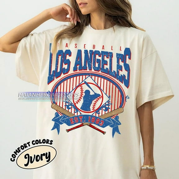 Retro Los Angeles Baseball Comfort Colors T-Shirt, MLB Game Day Shirt