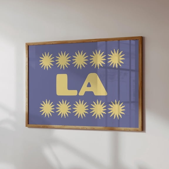 Retro Los Angeles Print: Bold Typography, La Wall Art UNFRAMED PAPER POSTER, Home Decor, Vintage Gift, Living Room Dercor