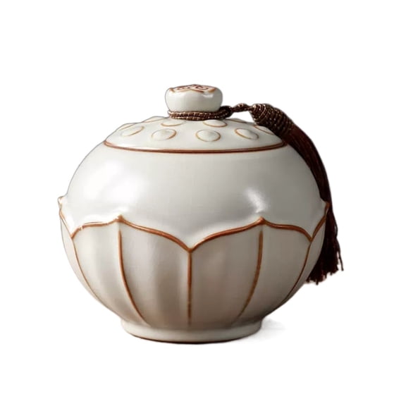 Retro Lotus Decorative Porcelain Tea Pot Chinese Ceramic with Lid Loose Tea Sugar Ginger Coffee Bean Jar