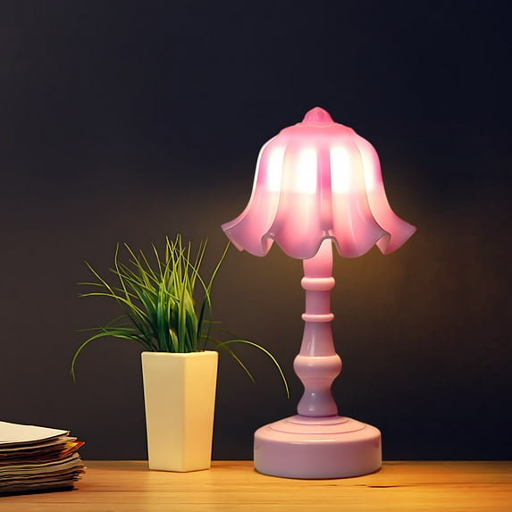 Retro Lotus Floral Lamp Bedside Lights Vintage Flower Desk Lamp for Bedroom Living Room, Dorm, Home, Office Decor, Girls Bedroom