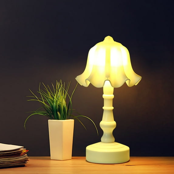 Retro Lotus Floral Lamp Bedside Lights Vintage Flower Desk Lamp for Bedroom Living Room, Dorm, Home, Office Decor, Girls Bedroom