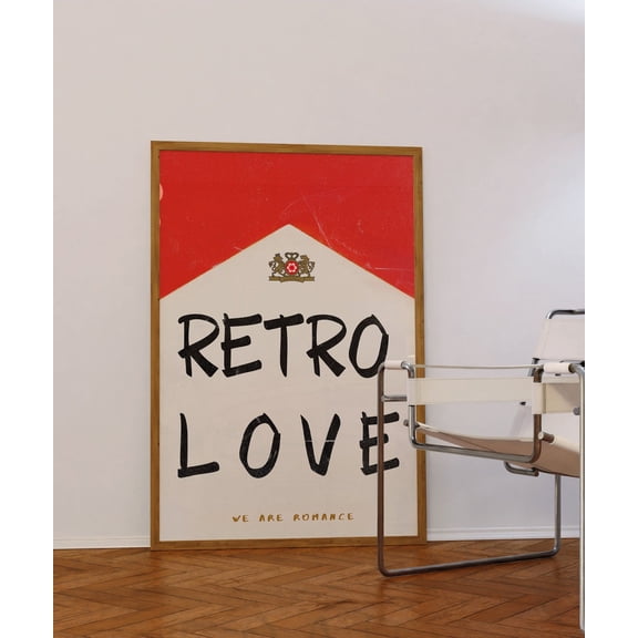 Retro Love 70s Style Wall Art, Unframed Paper Poster 8x10in