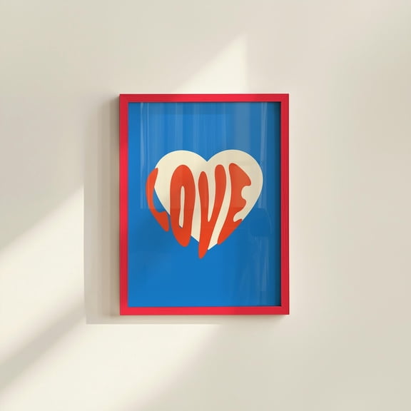 Retro Love Heart Print 70S Y2K Style Typography