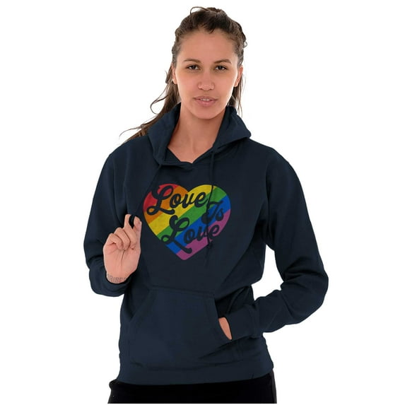 Retro Love Is Love Gay Pride Rainbow Hoodie Sweatshirt Women Brisco Brands S