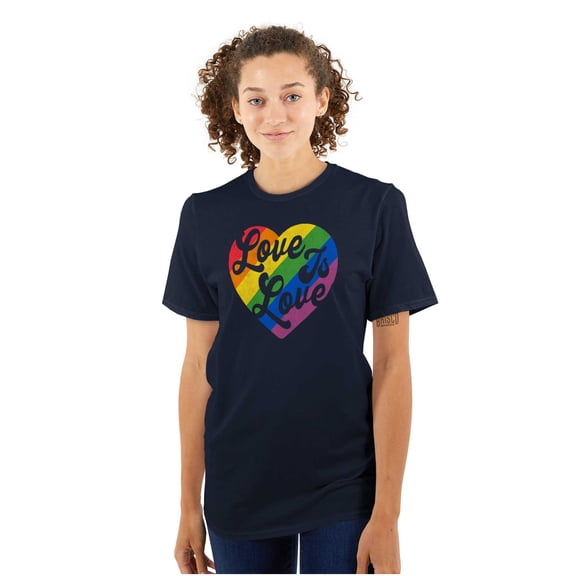 Retro Love Is Love Gay Pride Rainbow Women's Plus Size Graphic Tee Brisco Brands 2X