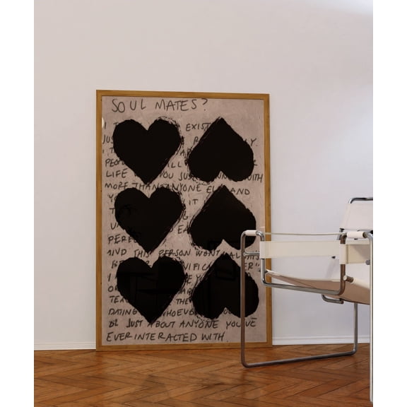 Retro Love Letter 70s Psychedelic Wall Art, Stretched Canvas 12x16in