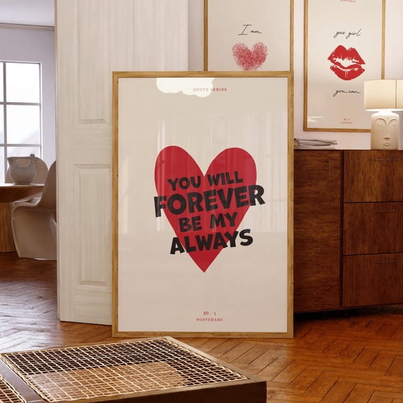 Retro Love Letter Red Heart Poster Unframed Paper Print