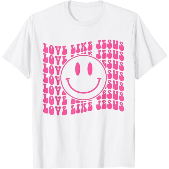 Retro Love Like Jesus Happy Face Aesthetic Mens T-Shirt