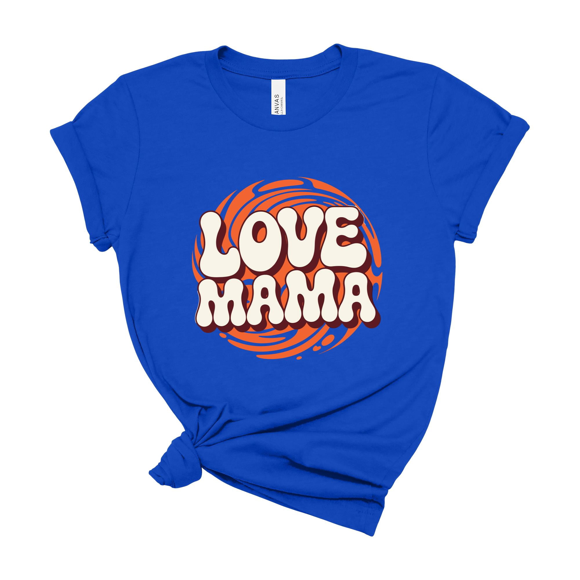 Retro Love Mama Womens Graphic Tee Mom Shirt Novelty Top Casual