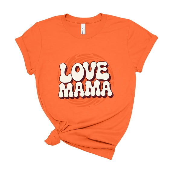 Retro Love Mama Womens Graphic Tee Mom Shirt Novelty Top Casual