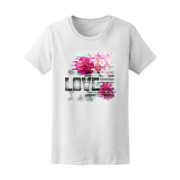 Retro Love Quote & Pink Flowers Tee Women's -Image by Shutterstock