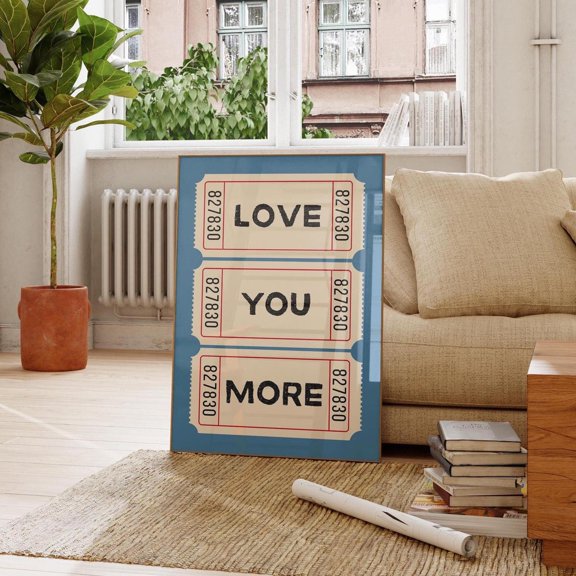 Retro Love Ticket Print Trendy Wall Art