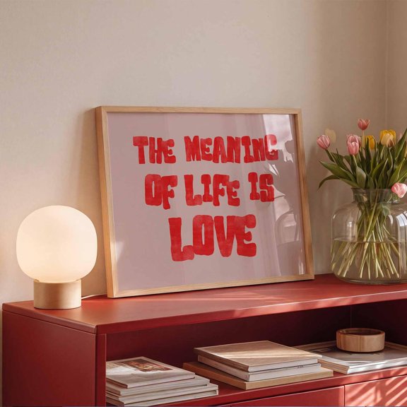 Retro Love Typography Heart Wall Art Decor Unframed Paper Print