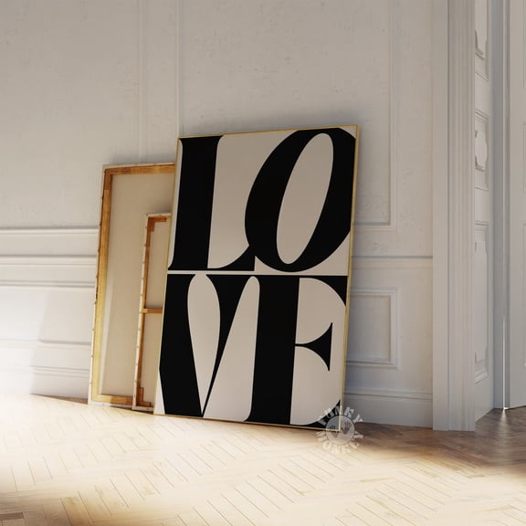 Retro Love Typography Neutral Y2K Wall Art, Unframed Paper Print Size 8x12