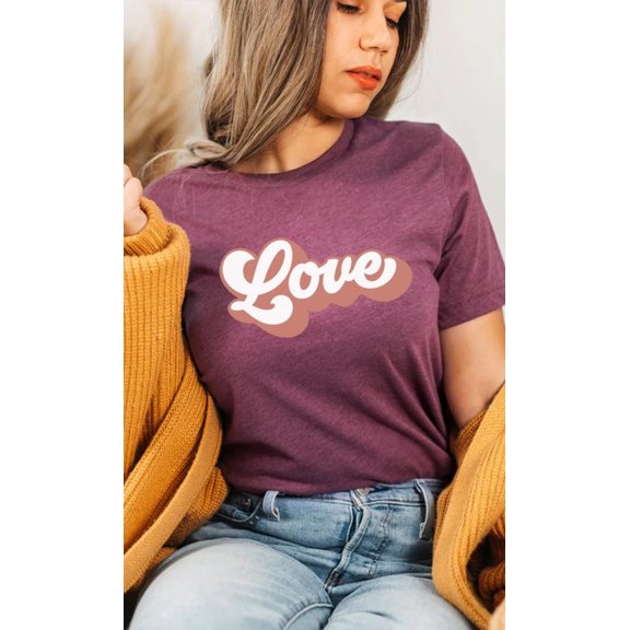 Retro Love Valentines Day Graphic Tee T-Shirt