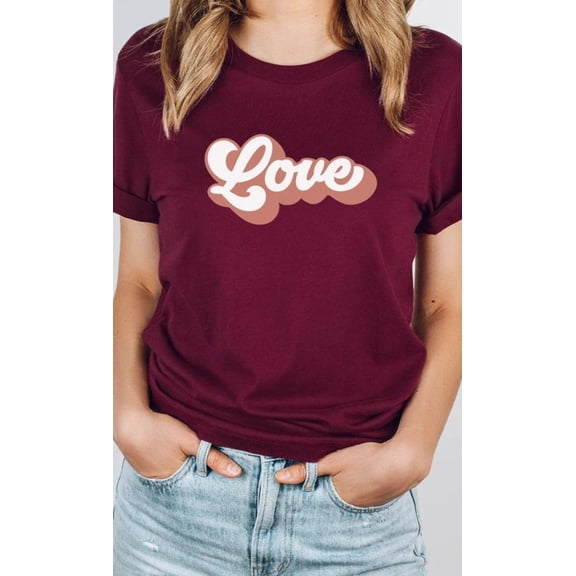 Retro Love Valentines Day Graphic Tee T-Shirt