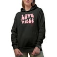 thumbnail image 1 of Retro Love Vibes Only Romantic Holiday Perfect Gift, Black Hooded Sweatshirt or Hoodie, XL, 1 of 5