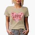 thumbnail image 1 of Retro Love Vibes with Flowers & Lady Bug, Valentine's Day or Valentine Gift, Tan T-Shirt, XL, 1 of 5