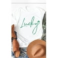 thumbnail image 1 of Retro Lucky Script Shamrock Graphic Tee T-Shirt PLUS, 1 of 7