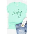 thumbnail image 1 of Retro Lucky Script Shamrock Graphic Tee T-Shirt PLUS, 1 of 8
