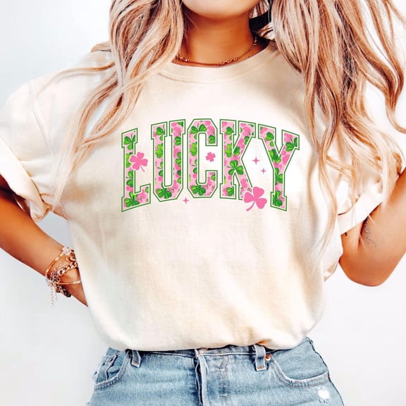 Retro Lucky Shirts, Pink Lucky T-Shirt, Coquette Pink Shamrock Shirt, St Patricks Day Tee, Happy Go Lucky Crewneck, Lucky Shamrock Shirt All Size S-5Xl