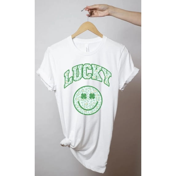 Retro Lucky Smiley Face Graphic Tee T-Shirt