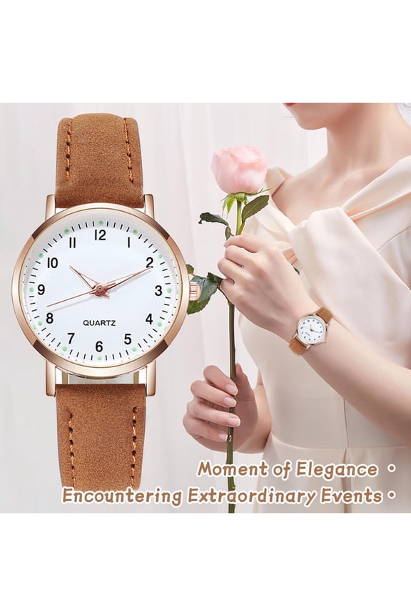 Retro Luminous Watch Female Women's Watch Watch for Elderly Mens Watch Leather Band Mens Digital Large Face Watch Big Numbers Brew for Men Analog Watch for Brown