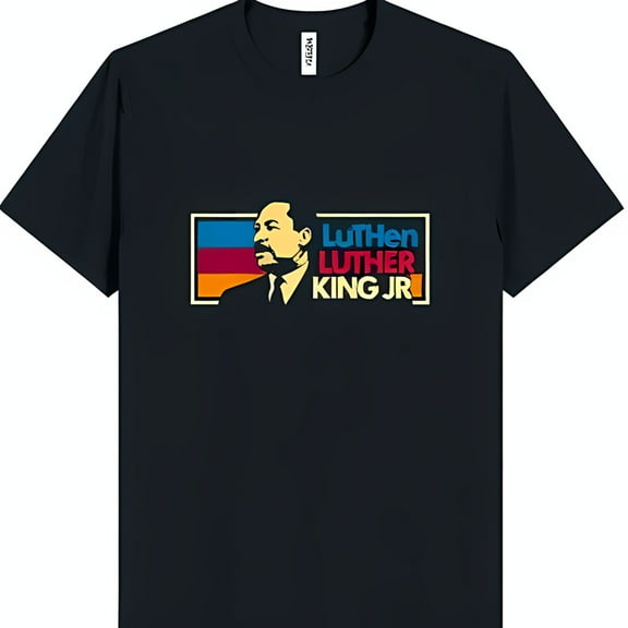 Retro Luther King Jr Graphic Tee Bold Blue Design