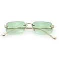 thumbnail image 1 of Retro Luxe Rimless Rectangle Metal Frame 90s Fashion Sunglasses Gold - Green, 1 of 8