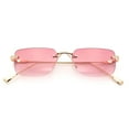 thumbnail image 1 of Retro Luxe Rimless Rectangle Metal Frame 90s Fashion Sunglasses Gold - Pink, 1 of 8