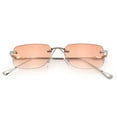 thumbnail image 1 of Retro Luxe Rimless Rectangle Metal Frame 90s Fashion Sunglasses Silver - Orange, 1 of 8