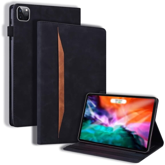 Retro Luxury Comfortable Leather Tablet Case with Holder Card Slot for iPad 5 6 7 8 9 10 th Mini 1 2 3 4 5 Multi-Angle Viewing Stand Shockproof Shell(Black,for iPad 7 th)