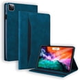 thumbnail image 1 of Retro Luxury Comfortable Leather Tablet Case with Holder Card Slot for iPad 5 6 7 8 9 10 th Mini 1 2 3 4 5 Multi-Angle Viewing Stand Shockproof Shell(Blue,for iPad 6 th), 1 of 9