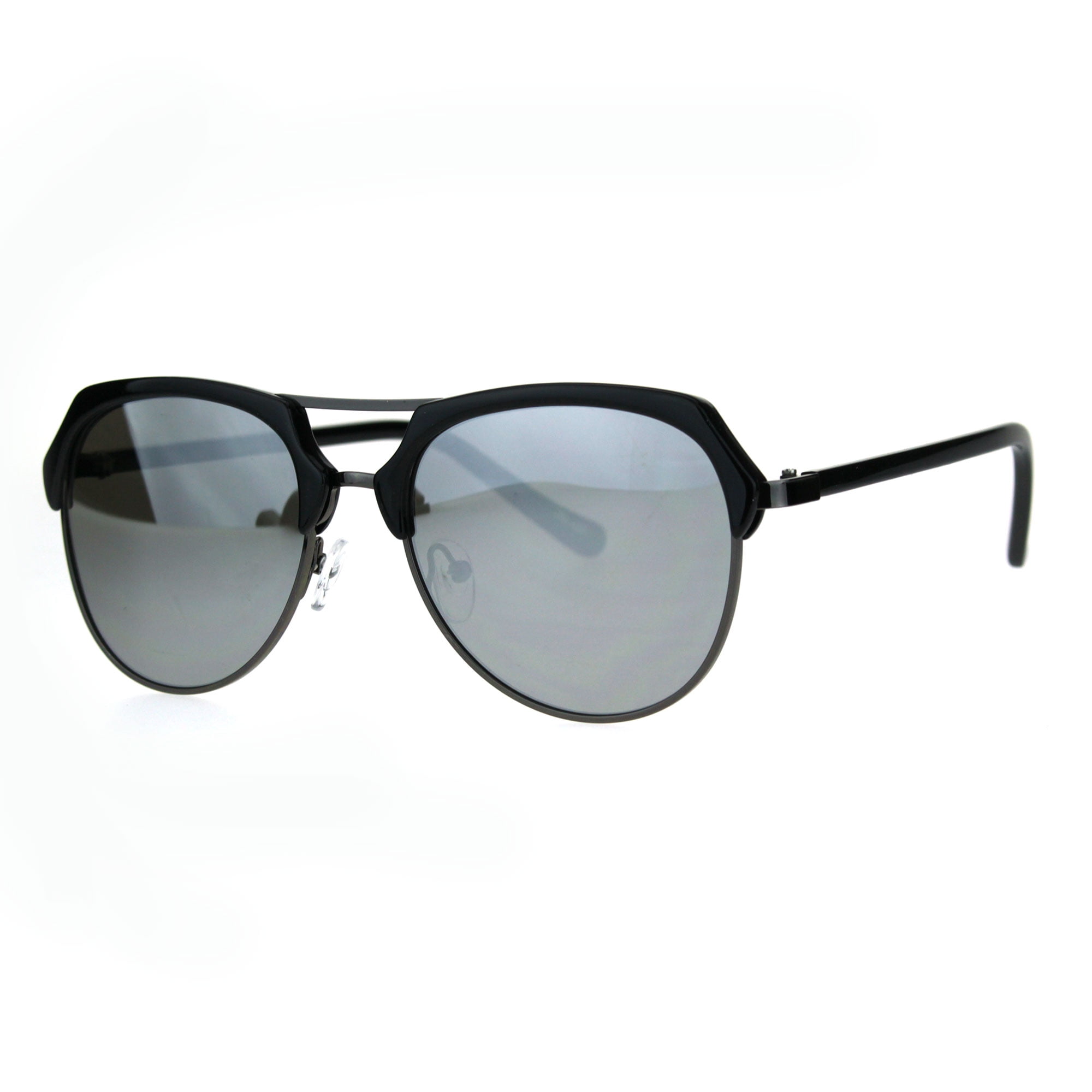 Half Rim Aviators Retro Luxury Half Rim Aviator Designer Fashion Sunglasses Black Mirror ...